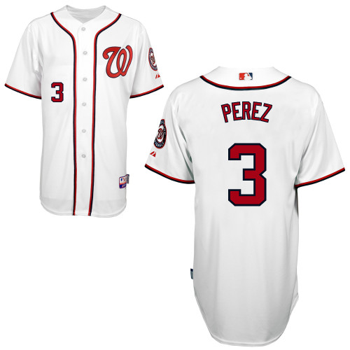 Eury Perez #3 MLB Jersey-Washington Nationals Men's Authentic Home White Cool Base Baseball Jersey
